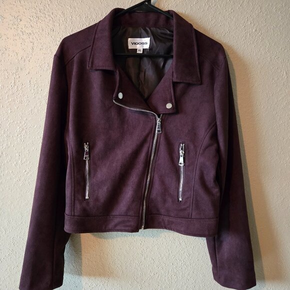 How amazing!  Faux suede brown biker jacket - Picture 1 of 4